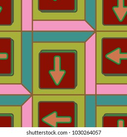 Seamless abstract pattern with arrows on button.