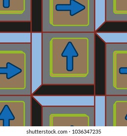 Seamless abstract pattern with arrows on button.