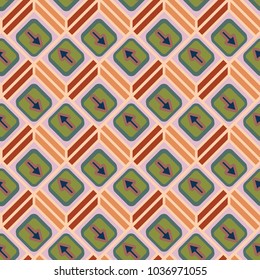 Seamless abstract pattern with arrows on button.