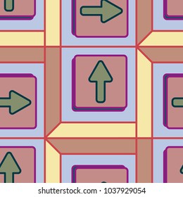 Seamless abstract pattern with arrows on button.