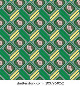Seamless abstract pattern with arrows on button.