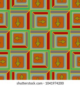 Seamless abstract pattern with arrows on button.