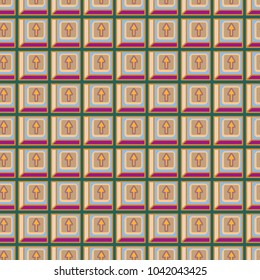 Seamless abstract pattern with arrows on button.