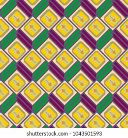Seamless abstract pattern with arrows on button.