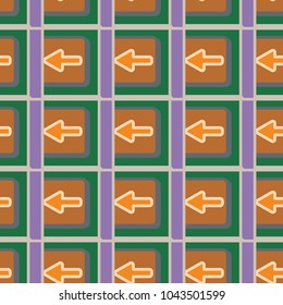 Seamless abstract pattern with arrows on button.