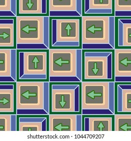 Seamless abstract pattern with arrows on button.