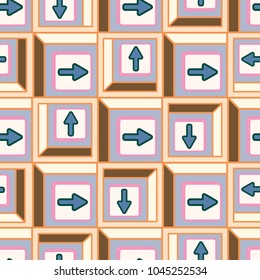 Seamless abstract pattern with arrows on button.