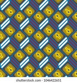 Seamless abstract pattern with arrows on button.