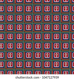 Seamless abstract pattern with arrows on button.