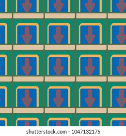 Seamless abstract pattern with arrows on button.