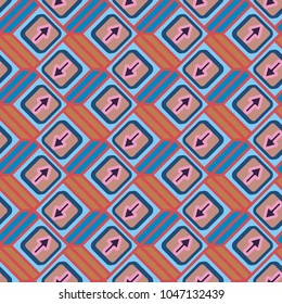 Seamless abstract pattern with arrows on button.