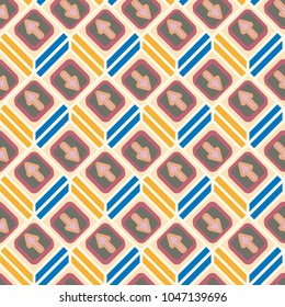 Seamless abstract pattern with arrows on button.