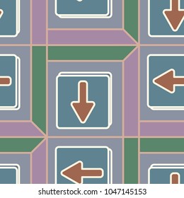 Seamless abstract pattern with arrows on button.