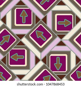 Seamless abstract pattern with arrows on button.