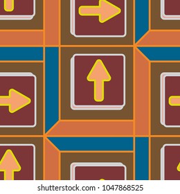 Seamless abstract pattern with arrows on button.