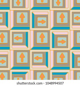 Seamless abstract pattern with arrows on button.
