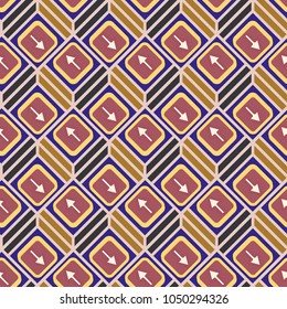 Seamless abstract pattern with arrows on button.