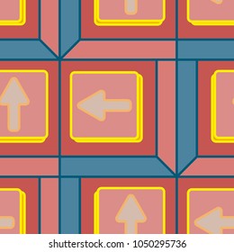 Seamless abstract pattern with arrows on button.