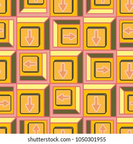 Seamless abstract pattern with arrows on button.