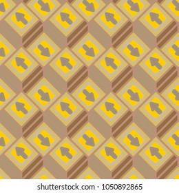 Seamless abstract pattern with arrows on button.