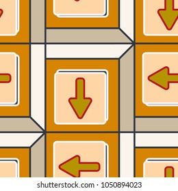 Seamless abstract pattern with arrows on button.