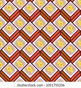 Seamless abstract pattern with arrows on button.