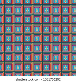 Seamless abstract pattern with arrows on button.