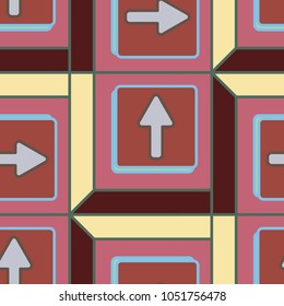 Seamless abstract pattern with arrows on button.