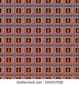 Seamless abstract pattern with arrows on button.