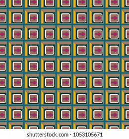 Seamless abstract pattern with arrows on button.
