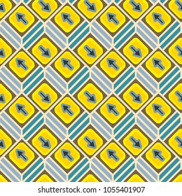 Seamless abstract pattern with arrows on button.