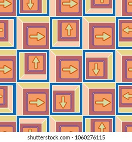Seamless abstract pattern with arrows on button.