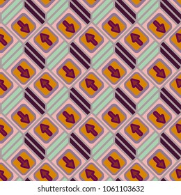 Seamless abstract pattern with arrows on button.