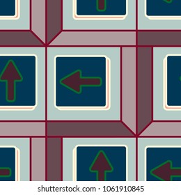 Seamless abstract pattern with arrows on button.