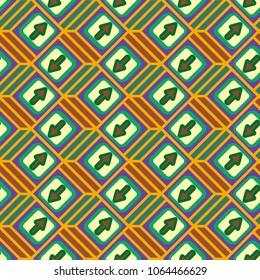 Seamless abstract pattern with arrows on button.