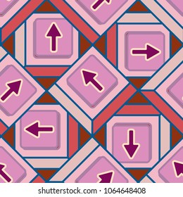 Seamless abstract pattern with arrows on button.