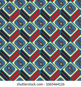 Seamless abstract pattern with arrows on button.