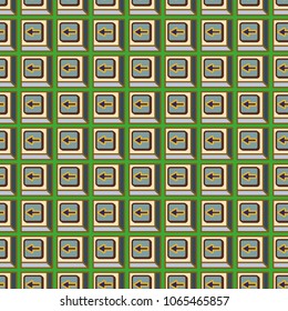 Seamless abstract pattern with arrows on button.