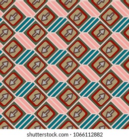 Seamless abstract pattern with arrows on button.