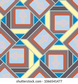 Seamless abstract pattern with arrows on button.