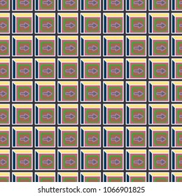 Seamless abstract pattern with arrows on button.