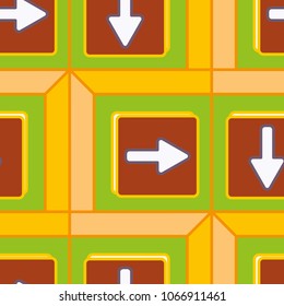 Seamless abstract pattern with arrows on button.