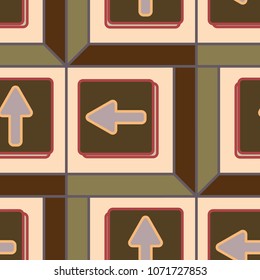 Seamless abstract pattern with arrows on button.