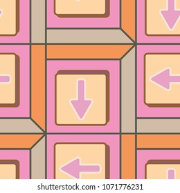 Seamless abstract pattern with arrows on button.
