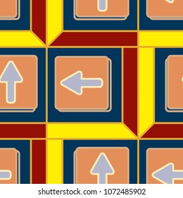 Seamless abstract pattern with arrows on button.