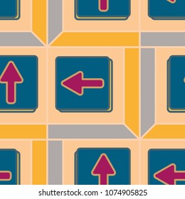Seamless abstract pattern with arrows on button.