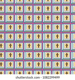 Seamless abstract pattern with arrows on button.