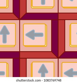 Seamless abstract pattern with arrows on button.