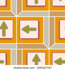 Seamless abstract pattern with arrows on button.