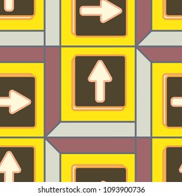 Seamless abstract pattern with arrows on button.